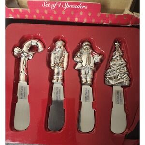 Wallace Silversmiths Christmas Spreader Set 4 Silver Plated Santa Nutcracker 98